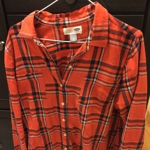 Orange plaid Old Navy button down top